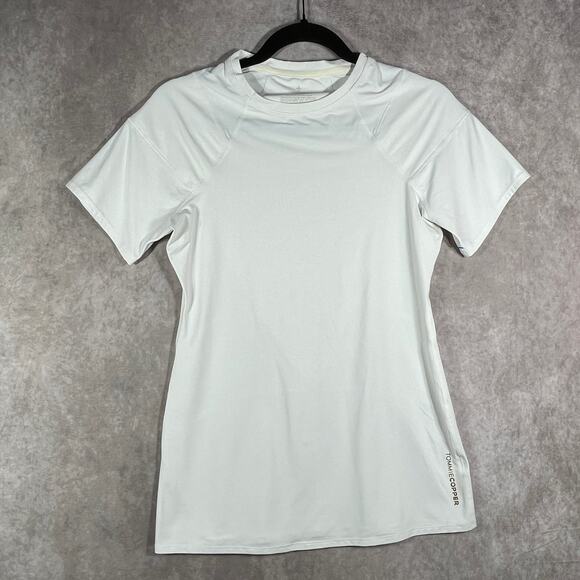 Tommie Cooper Shirt Womens L White Short Sleeve Compression Athletic Crew Neck‎ - Picture 1 of 9